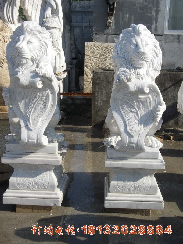 石雕欧式盾牌狮子