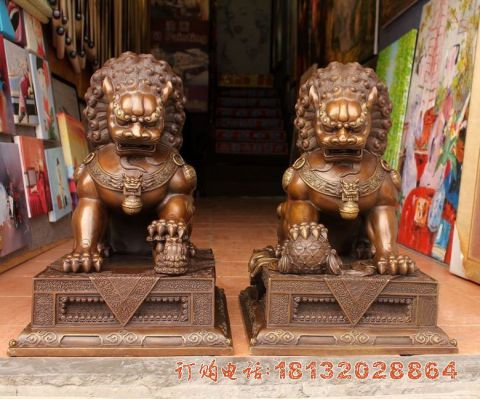 铸铜门口北京狮雕塑